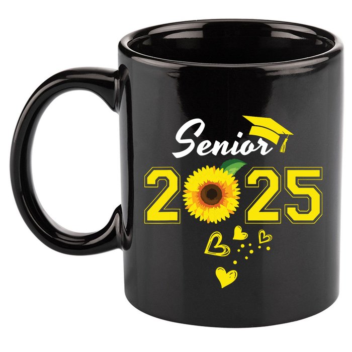 Funny Senior 2025 Funny Graduation Sunflower Class Of 2025 11oz C Handle Ceramic Mug