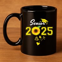 Funny Senior 2025 Funny Graduation Sunflower Class Of 2025 11oz C Handle Ceramic Mug
