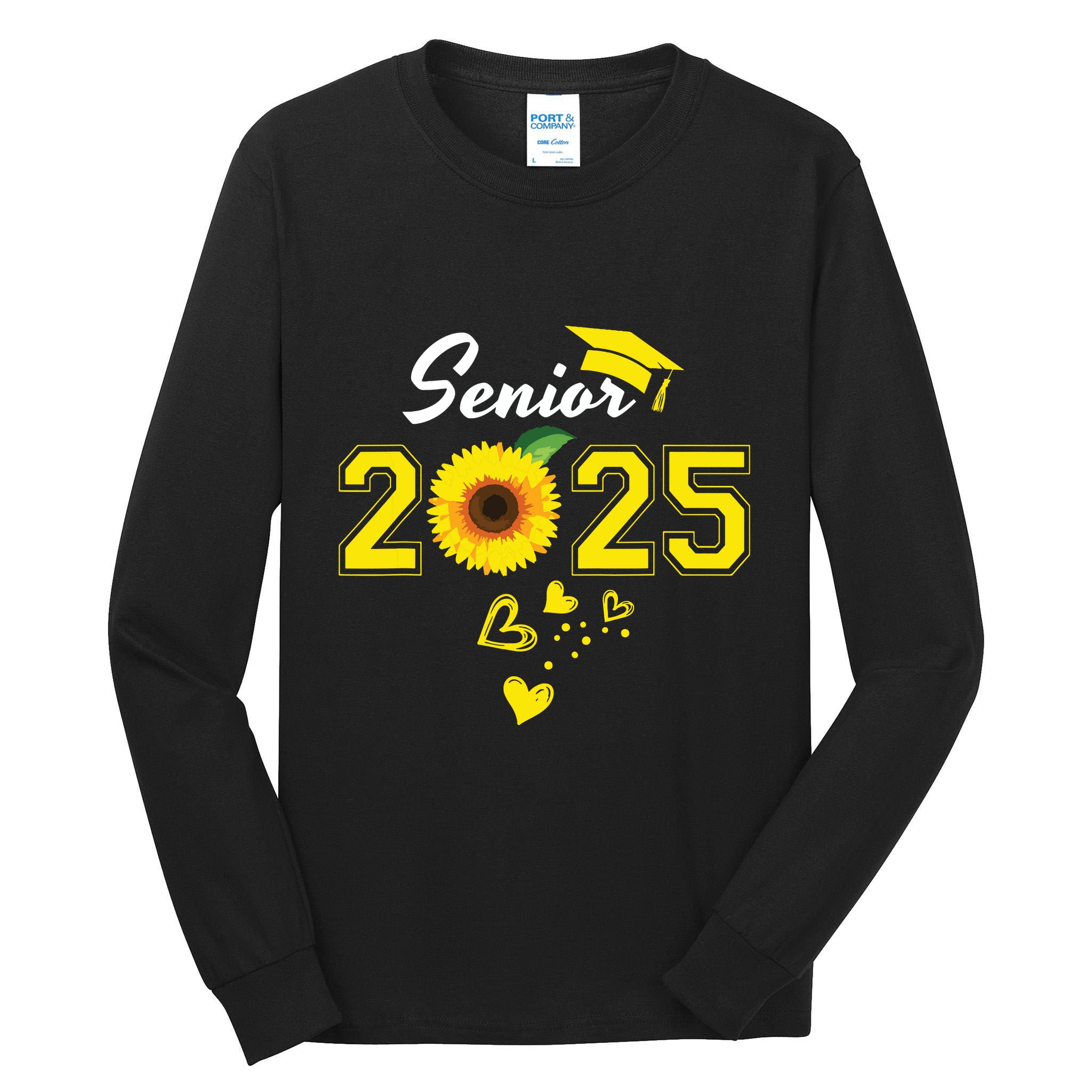Funny Senior 2025 Funny Graduation Sunflower Class Of 2025 Tall Long Sleeve T-Shirt