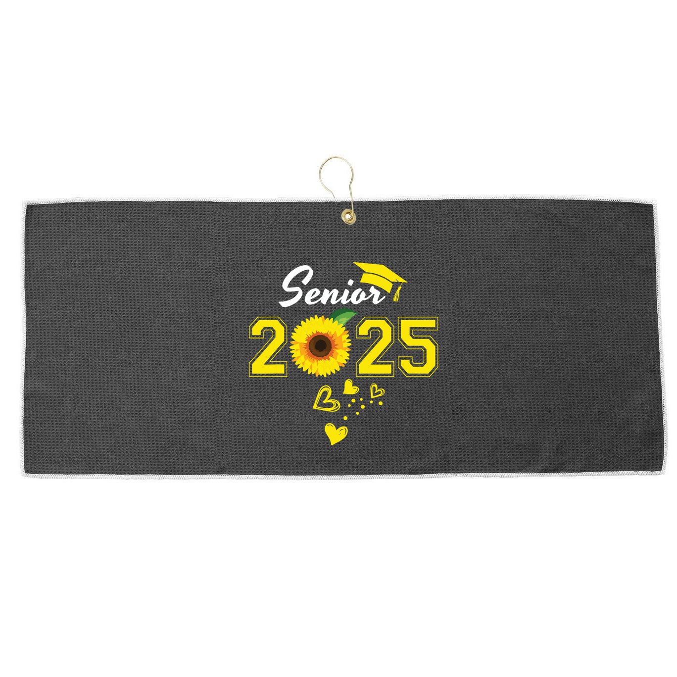 Funny Senior 2025 Funny Graduation Sunflower Class Of 2025 Large Microfiber Waffle Golf Towel
