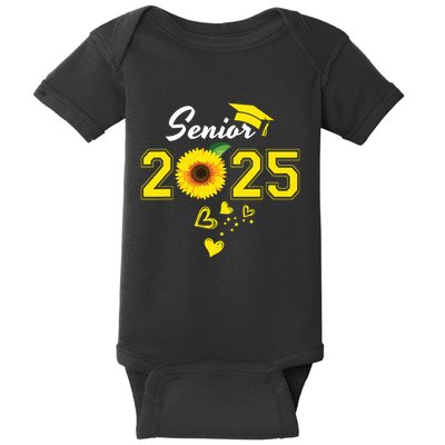 Funny Senior 2025 Funny Graduation Sunflower Class Of 2025 Baby Bodysuit