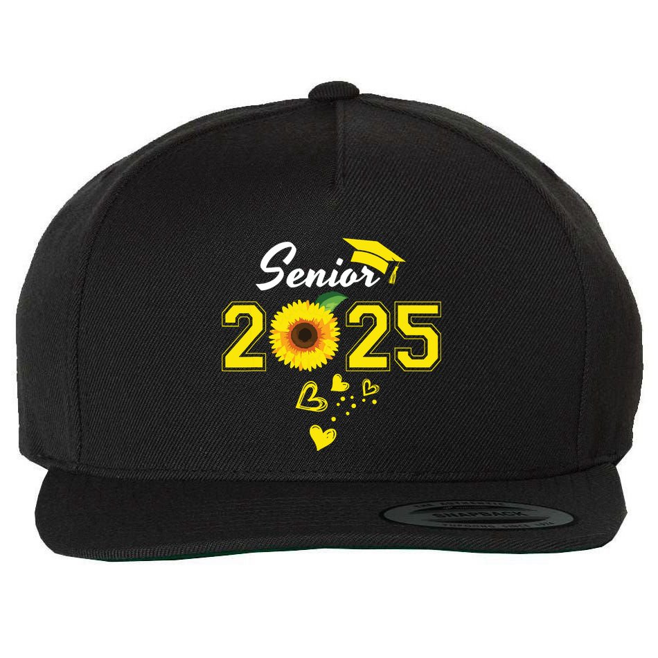 Funny Senior 2025 Funny Graduation Sunflower Class Of 2025 Wool Snapback Cap