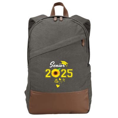 Funny Senior 2025 Funny Graduation Sunflower Class Of 2025 Cotton Canvas Backpack