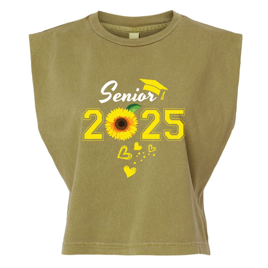 Funny Senior 2025 Funny Graduation Sunflower Class Of 2025 Garment-Dyed Women's Muscle Tee