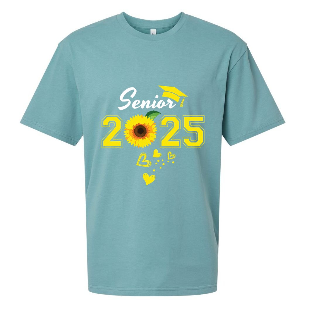 Funny Senior 2025 Funny Graduation Sunflower Class Of 2025 Sueded Cloud Jersey T-Shirt