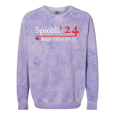 Funny Spicoli 24 Spicoli 2024 Relax I Can Fix It Colorblast Crewneck Sweatshirt