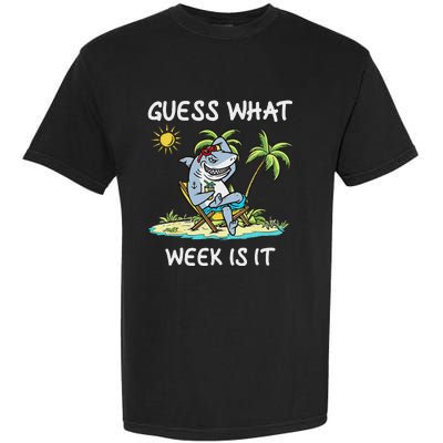 Funny Shark 2024 Week Guess What Week Is It Shark Lover Gift Garment-Dyed Heavyweight T-Shirt