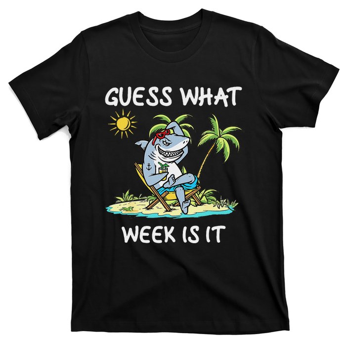 Funny Shark 2024 Week Guess What Week Is It Shark Lover Gift T-Shirt