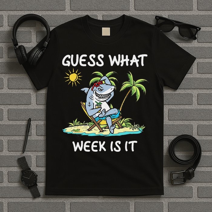 Funny Shark 2024 Week Guess What Week Is It Shark Lover Gift T-Shirt