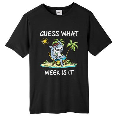 Funny Shark 2024 Week Guess What Week Is It Shark Lover Gift Tall Fusion ChromaSoft Performance T-Shirt