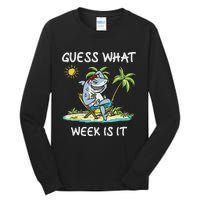 Funny Shark 2024 Week Guess What Week Is It Shark Lover Gift Tall Long Sleeve T-Shirt