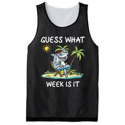 Funny Shark 2024 Week Guess What Week Is It Shark Lover Gift Mesh Reversible Basketball Jersey Tank