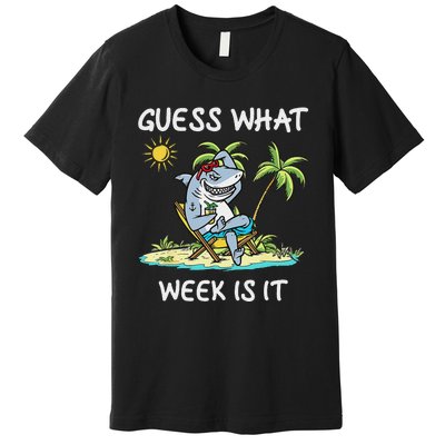 Funny Shark 2024 Week Guess What Week Is It Shark Lover Gift Premium T-Shirt