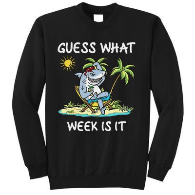 Funny Shark 2024 Week Guess What Week Is It Shark Lover Gift Tall Sweatshirt