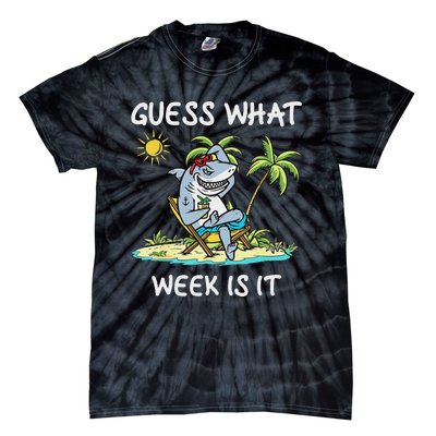 Funny Shark 2024 Week Guess What Week Is It Shark Lover Gift Tie-Dye T-Shirt