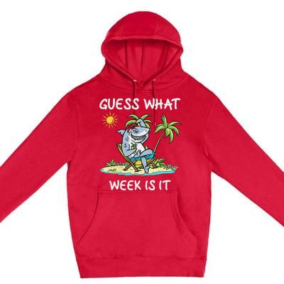 Funny Shark 2024 Week Guess What Week Is It Shark Lover Gift Premium Pullover Hoodie