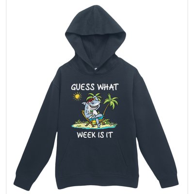 Funny Shark 2024 Week Guess What Week Is It Shark Lover Gift Urban Pullover Hoodie