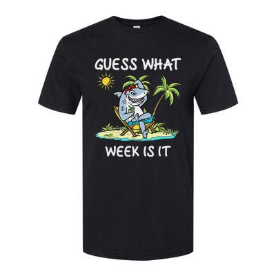 Funny Shark 2024 Week Guess What Week Is It Shark Lover Gift Softstyle CVC T-Shirt