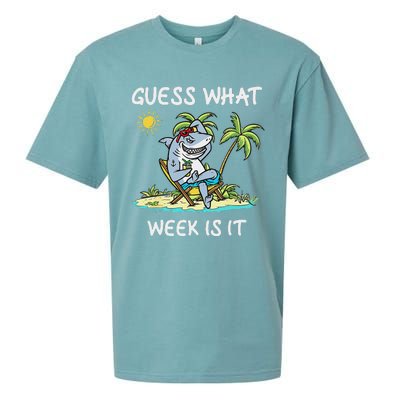 Funny Shark 2024 Week Guess What Week Is It Shark Lover Gift Sueded Cloud Jersey T-Shirt