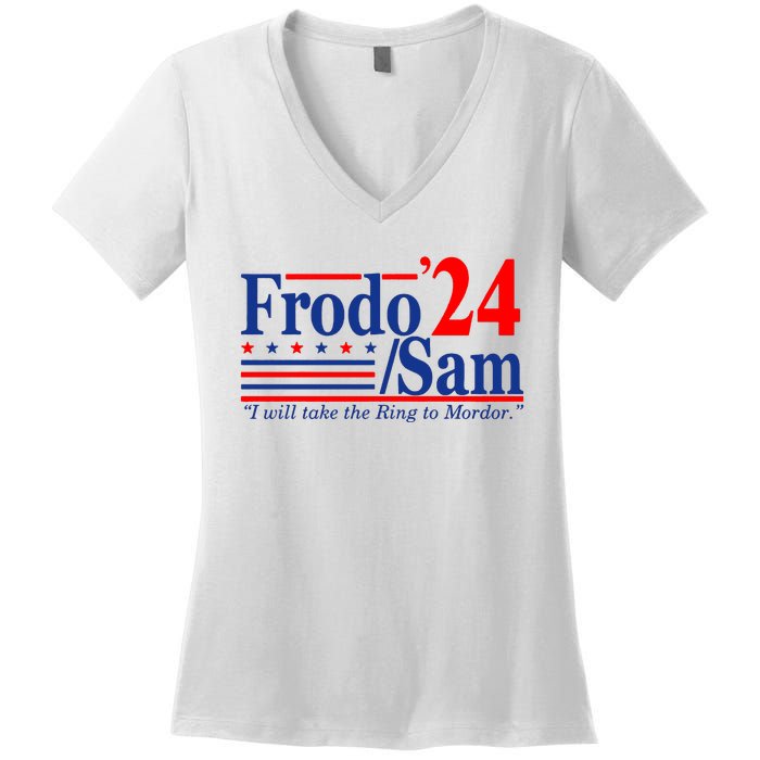 Frodo Sam 2024 Funny Movie Quote Women's V-Neck T-Shirt