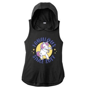 Fabulous Since 2017 Unicorn Cute Birthday Ladies PosiCharge Tri-Blend Wicking Draft Hoodie Tank