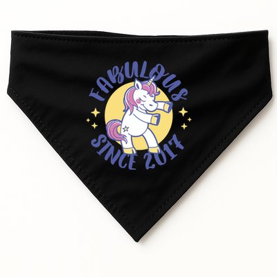 Fabulous Since 2017 Unicorn Cute Birthday USA-Made Doggie Bandana