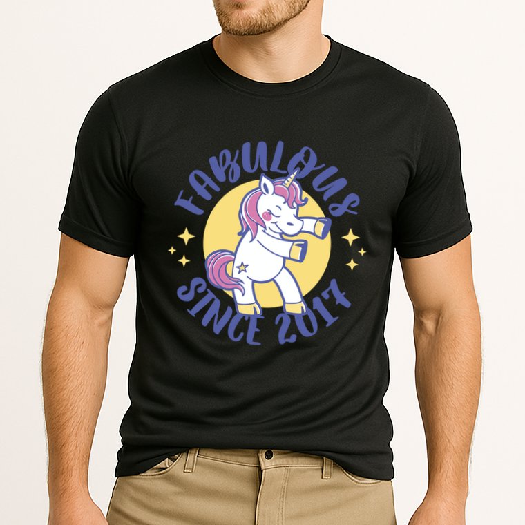Fabulous Since 2017 Unicorn Cute Birthday Cooling Performance Crew T-Shirt