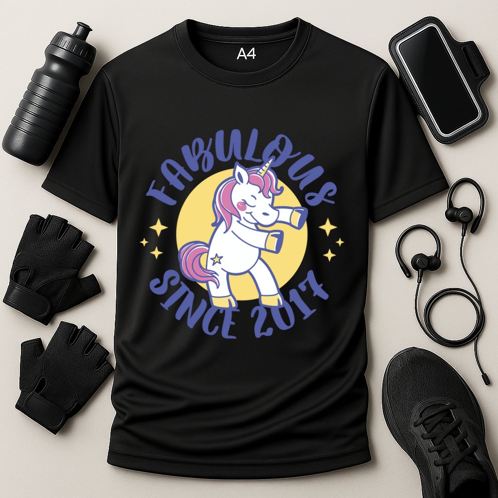 Fabulous Since 2017 Unicorn Cute Birthday Cooling Performance Crew T-Shirt