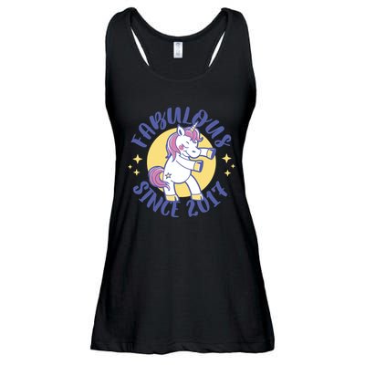 Fabulous Since 2017 Unicorn Cute Birthday Ladies Essential Flowy Tank
