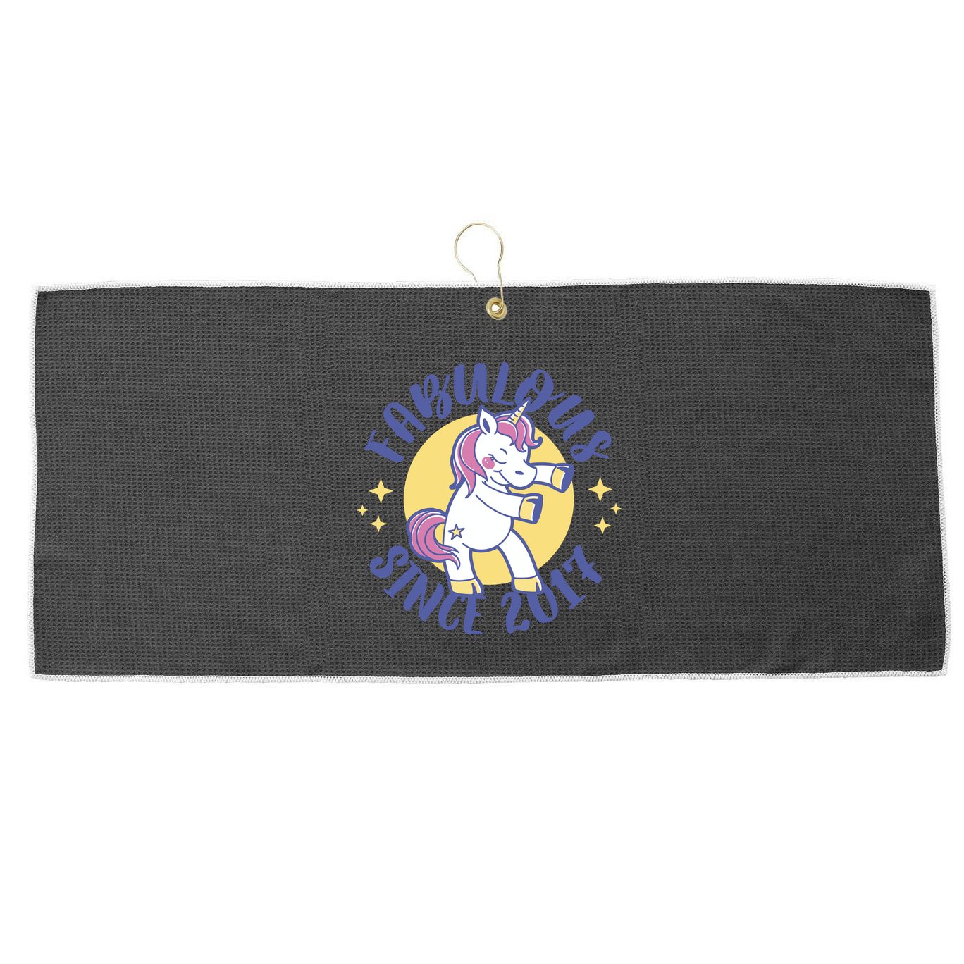 Fabulous Since 2017 Unicorn Cute Birthday Large Microfiber Waffle Golf Towel