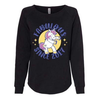 Fabulous Since 2017 Unicorn Cute Birthday Womens California Wash Sweatshirt