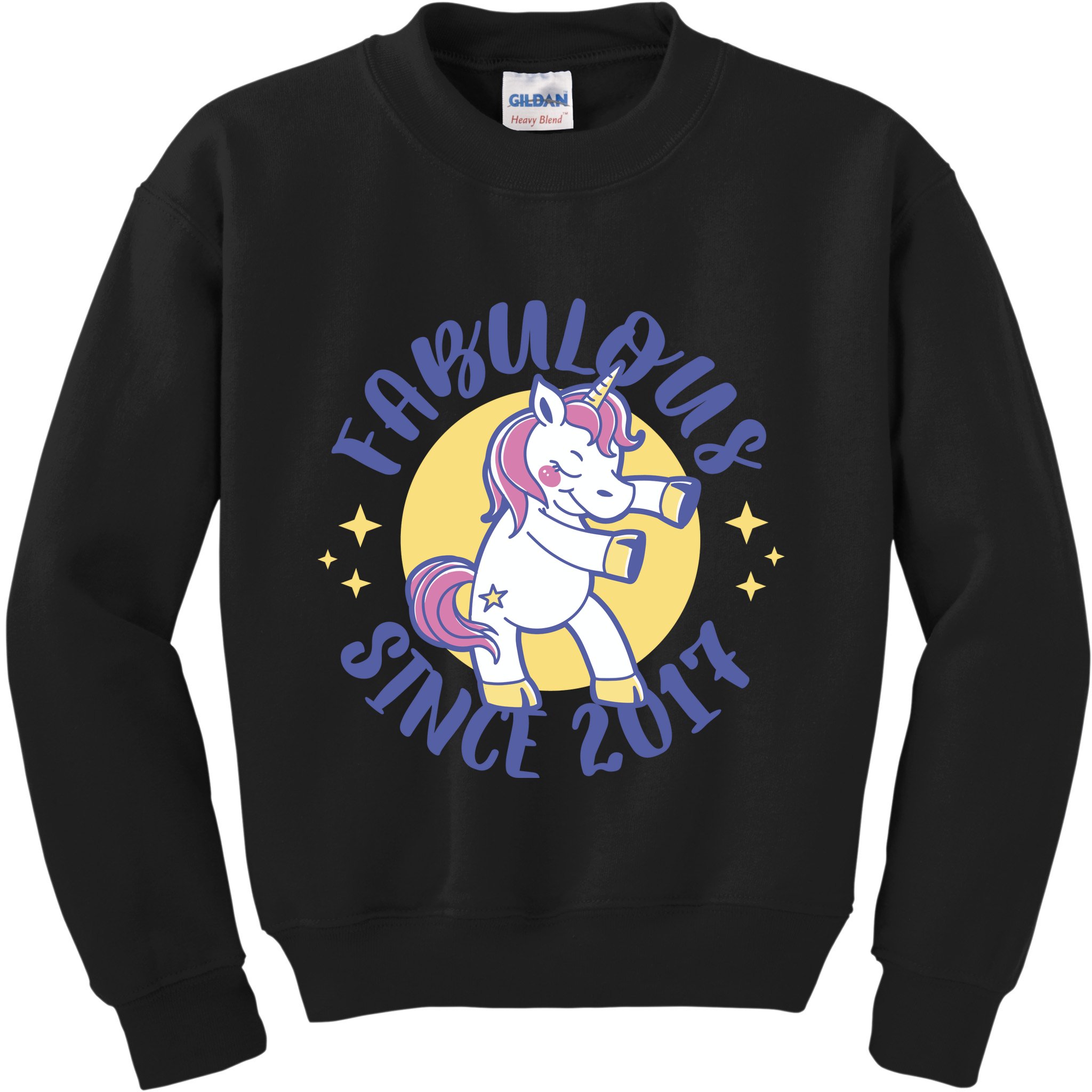 Fabulous Since 2017 Unicorn Cute Birthday Kids Sweatshirt