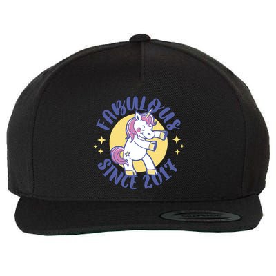 Fabulous Since 2017 Unicorn Cute Birthday Wool Snapback Cap