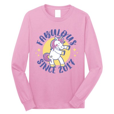 Fabulous Since 2017 Unicorn Cute Birthday Long Sleeve Shirt