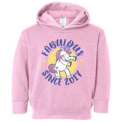 Fabulous Since 2017 Unicorn Cute Birthday Toddler Hoodie