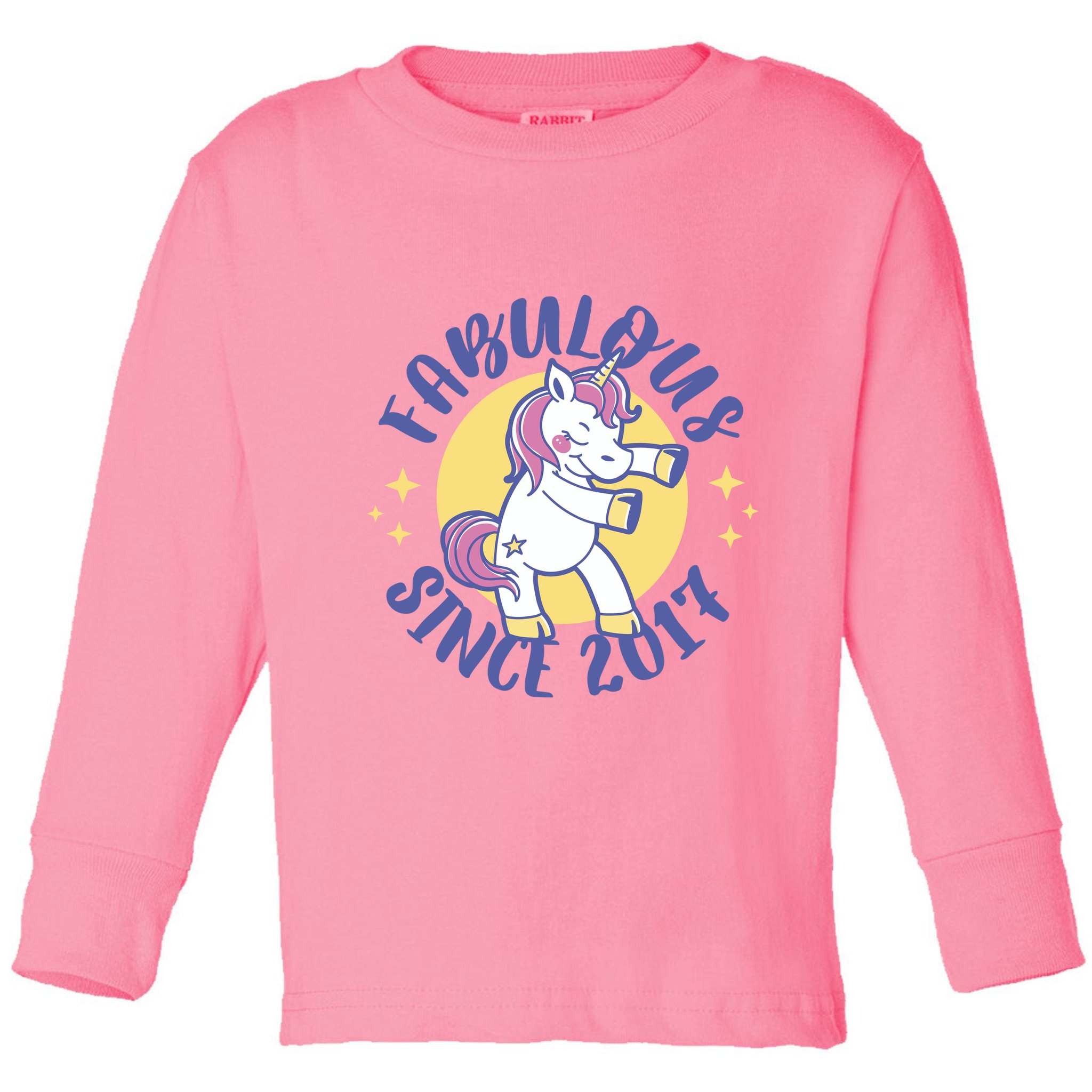 Fabulous Since 2017 Unicorn Cute Birthday Toddler Long Sleeve Shirt