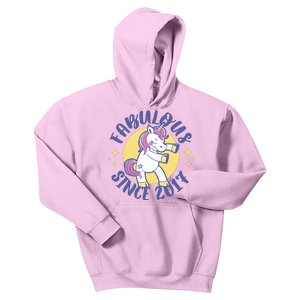 Fabulous Since 2017 Unicorn Cute Birthday Kids Hoodie