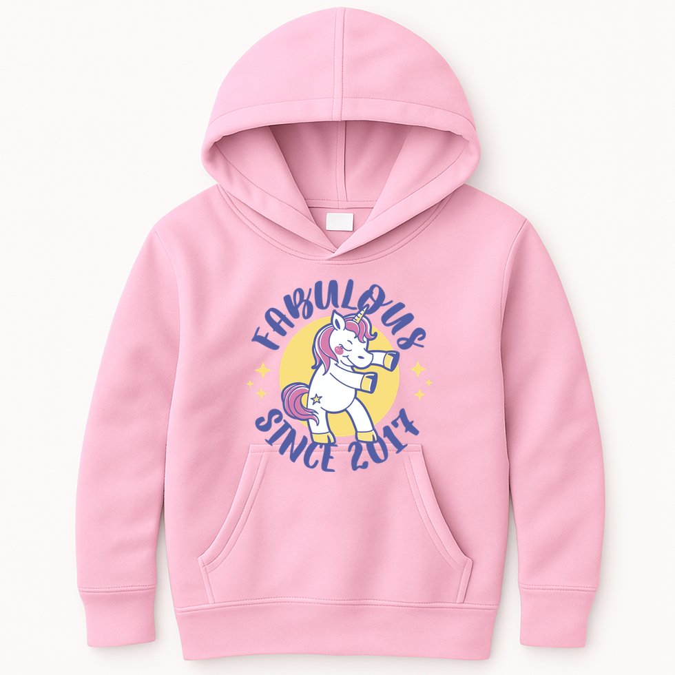 Fabulous Since 2017 Unicorn Cute Birthday Kids Hoodie