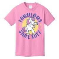 Fabulous Since 2017 Unicorn Cute Birthday Kids T-Shirt