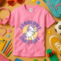 Fabulous Since 2017 Unicorn Cute Birthday Kids T-Shirt