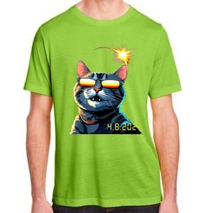 Funny Solar 2024 Eclipse Cat Wearing Eclipse Glasses Adult ChromaSoft Performance T-Shirt