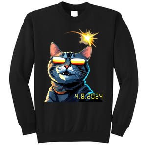 Funny Solar 2024 Eclipse Cat Wearing Eclipse Glasses Sweatshirt