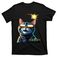 Funny Solar 2024 Eclipse Cat Wearing Eclipse Glasses T-Shirt