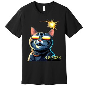 Funny Solar 2024 Eclipse Cat Wearing Eclipse Glasses Premium T-Shirt