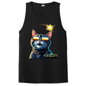 Funny Solar 2024 Eclipse Cat Wearing Eclipse Glasses PosiCharge Competitor Tank