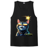 Funny Solar 2024 Eclipse Cat Wearing Eclipse Glasses PosiCharge Competitor Tank