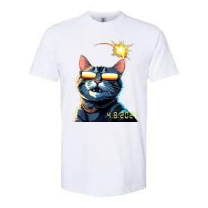 Funny Solar 2024 Eclipse Cat Wearing Eclipse Glasses Softstyle CVC T-Shirt