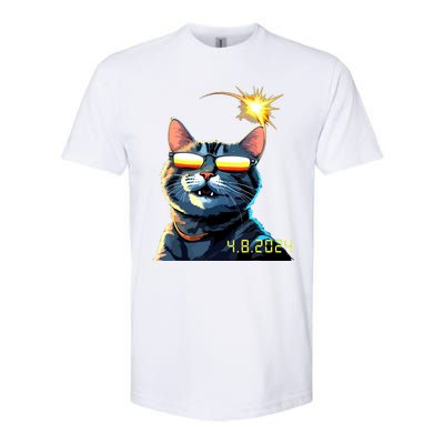 Funny Solar 2024 Eclipse Cat Wearing Eclipse Glasses Softstyle® CVC T-Shirt