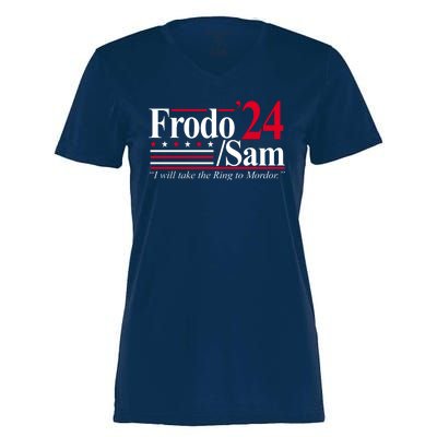 Frodo Sam 2024 I Will Take The Ring To Mordor Women's Momentum V-Neck T-Shirt