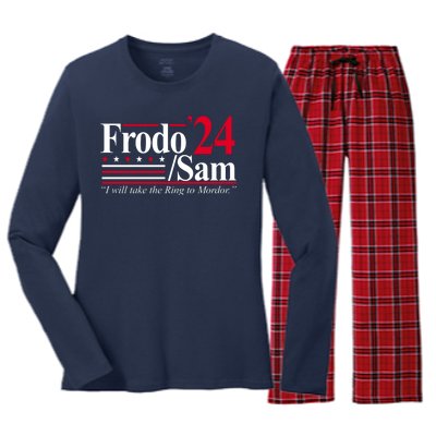 Frodo Sam 2024 I Will Take The Ring To Mordor Women's Long Sleeve Flannel Pajama Set 